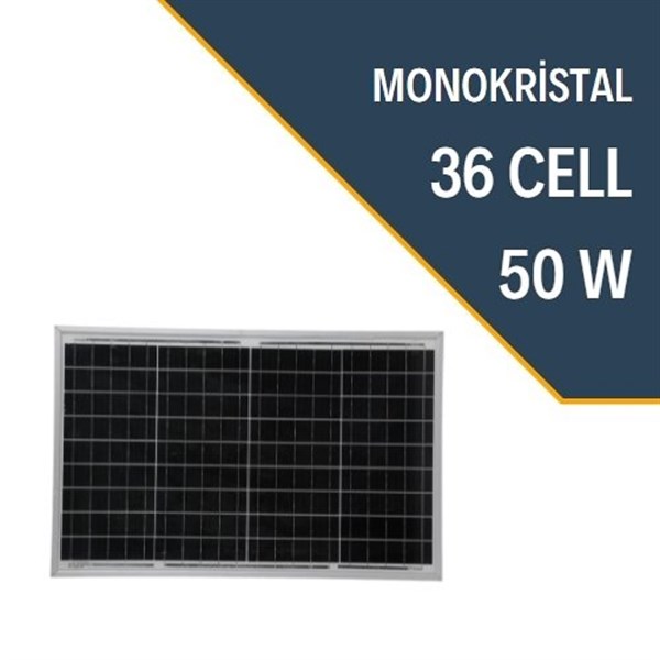 50 Watt Monokristal Solar Güneş Enerji Paneli