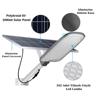100Watt Güneş Enerjili Solar Sokak Lambası