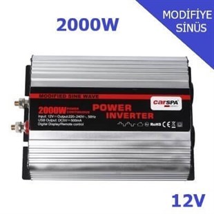 12V Volt-2000W Watt Modifiye Sinüs İnverter (220V Çevirici)