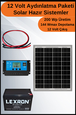 Aydınlatma Grande Mono Solar Paket 12 Volt-200Wp