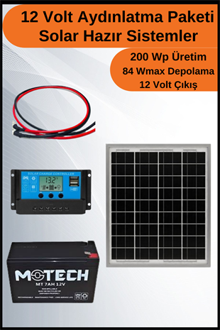 Aydınlatma Short Solar Paket 12 Volt-200Wp